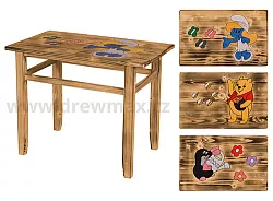 Jídelní stolek Šmoulové z masivního smrku - 63x35x48cm