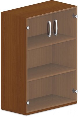 Skříň policová, prosklená dvířka 80x42x110cm - Wenge