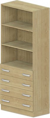 Skříň policová, zásuvky/niky 80x42x187,5cm - Bílá