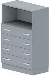 Skříň policová, zásuvky/niky 80x42x117,5cm - Šedá