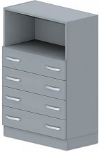 Skříň policová, zásuvky/niky 80x42x117,5cm - Bílá