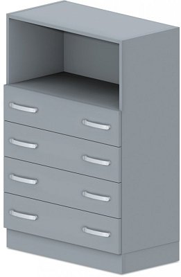 Skříň policová, zásuvky/niky 80x42x117,5cm - Bílá