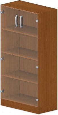 Skříň policová, prosklená dvířka 80x42x152,5cm - Wenge