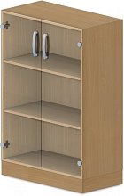 Skříň policová, prosklená dvířka 80x42x117,5cm - Wenge