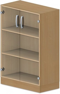 Skříň policová, prosklená dvířka 80x42x117,5cm - Bílá