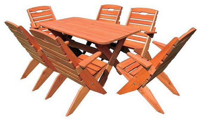 TOM - zahradní set z masivního smrkového dřeva - Dub