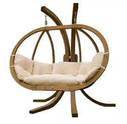 ROKO - křeslo závěsné z masivního smrkového dřeva 232x137x195cm - Krémová