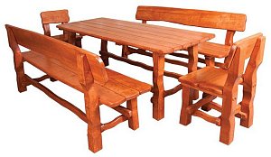 MAX - zahradní set z masivního olšového dřeva, lakovaný - Brunat