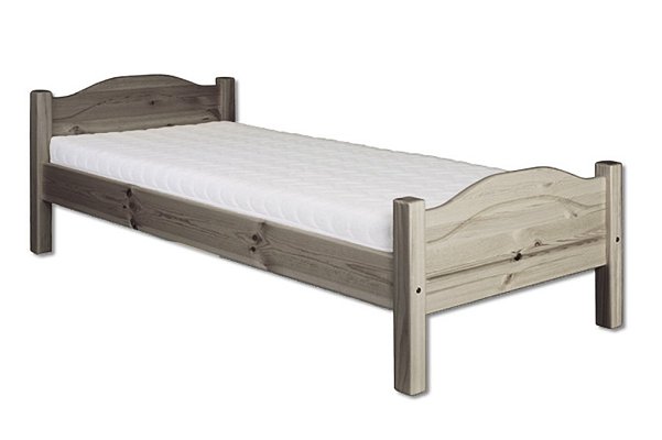 Postel z masivní borovice, jednolůžko 90x200cm - Šedá