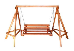 Lavice závěsná houpací z masivního smrkového dřeva 350x180x200cm - Týk