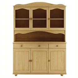 Vitrína z masivní borovice 133x47x190cm - Šedá