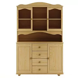 Vitrína z masivní borovice 118x47x190cm - Šedá