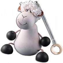 Figurka ovce na pružince z masivní borovice výška 13cm