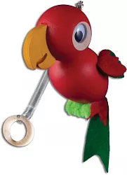 Figurka papoušek na pružince z masivní borovice výška 13cm