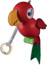 Figurka papoušek na pružince z masivní borovice výška 13cm