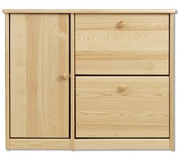 Botník s výklopnými zásuvkami a dvířkami z borovice 90x29x80cm - Borovice