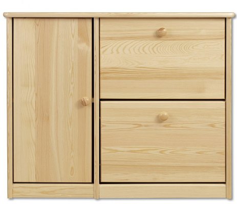 Botník s výklopnými zásuvkami z masivní borovice 90x29x80cm - Dub