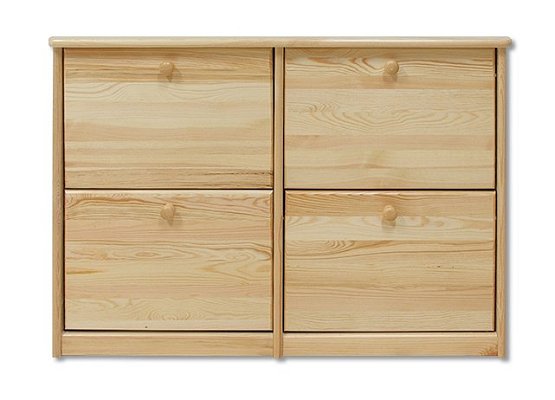 Botník s výklopnými zásuvkami z masivní borovice 110x29x80cm - Borovice