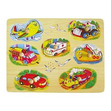 Dřevěné puzzle s úchyty - Dopravní prostředky - 7 dílků