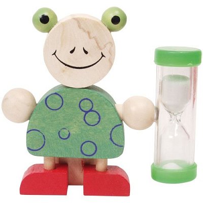 Dřevěné přesýpací hodiny na čištění zubů - Žabka