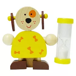 Dřevěné přesýpací hodiny na čištění zubů - Pejsek