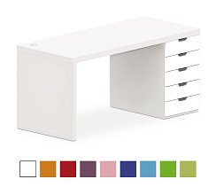 Stůl se zásuvkovým kontejnerem 160x70cm - Brilliant white