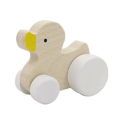 Dřevěná kačenka na kolečkách