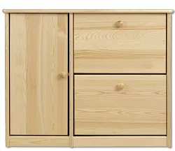 Botník s výklopnými zásuvkami z masivní borovice 90x29x80cm - Šedá