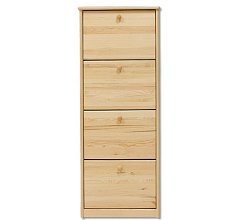 Botník s výklopnými zásuvkami z masivní borovice 57x29x150cm - Borovice - SUROVÁ