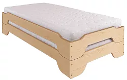 Postel z masivní borovice, stohovatelná 90x200cm - Šedá