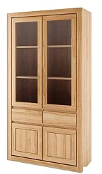 Prosklená vitrína z přírodního buku 100x41x190cm - Koniak