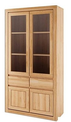 Prosklená vitrína z přírodního buku 100x41x190cm - Bělený