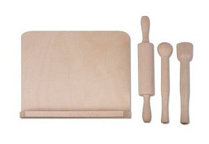 Kuchyňský vál s doplňky z borovicového dřeva 