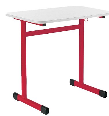 Školní stůl TITAN jednomístný bez košíku - v. 59 cm - Červená/Bílá