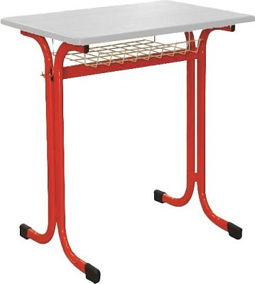 Školní jednomístná lavice s košíkem - v. 59 cm - Červená/Bílá