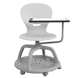 Židle NEWS 3.0 s otočnou základnou a psací podložkou - Bílá