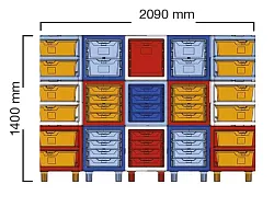 Kompletní složená sestava 3x3 s rohovými šuplíky
