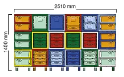 Kompletní složená sestava 4x3 s rohovými šuplíky