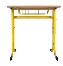 Školní stůl TITAN PLUS jednomístný s košíkem - v. 59 až 82 cm - Žlutá/Buk 13