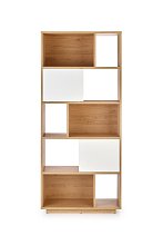 Regál REG -22 s posuvnými dvířky 80x33x180cm - Bílá/Dub zlatý - poslední kus