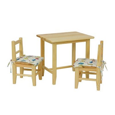 Dětský jídelní set z masivní borovice - Dub