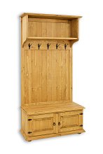 Předsíňová sestava z masivní borovice 100x195x40 cm - Rustikal - jasný vosk