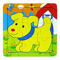 Veselé dřevěné puzzle - Pes - 9 dílků