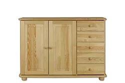 Komoda kombinovaná z masivní borovice 125x42x92cm - Šedá