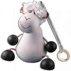 Figurka ovce na pružince z masivní borovice výška 13cm