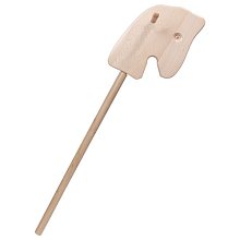 Dřevěný kůň na tyči přírodní