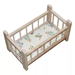 Dřevěná postýlka pro panenku přírodní (43 cm)