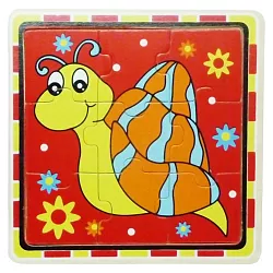 Veselé dřevěné puzzle - Šnek - 9 dílků