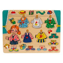 Dřevěné puzzle s úchyty - Holčička - 12 dílků