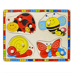 Dřevěné puzzle s úchyty - Velká zvířátka veselá - 8 dílků